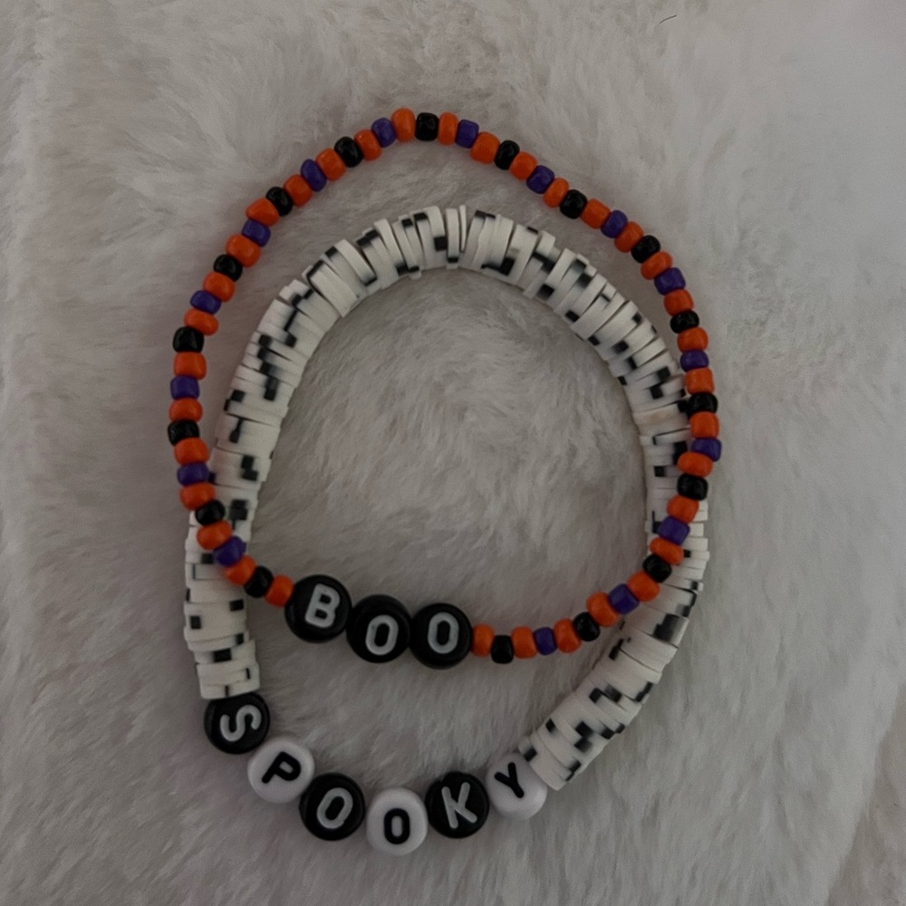 Halloween Beaded Bracelets - Orange, Black, White